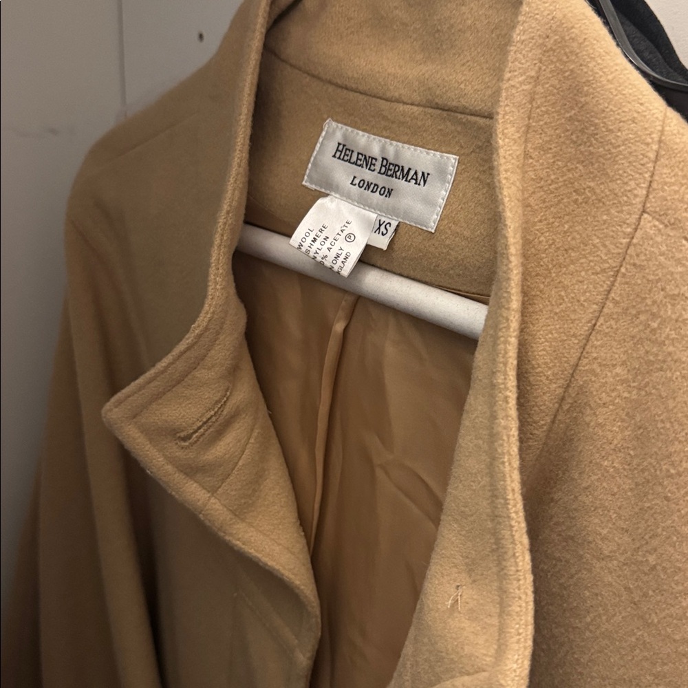 Helene Berman London cape poncho coat with tortoise shell buttons and pockets XS - Picture 14 of 14
